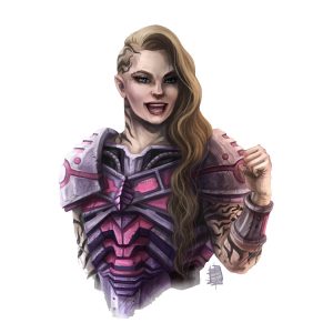 Tara Nova, a female human icon in heavy armor